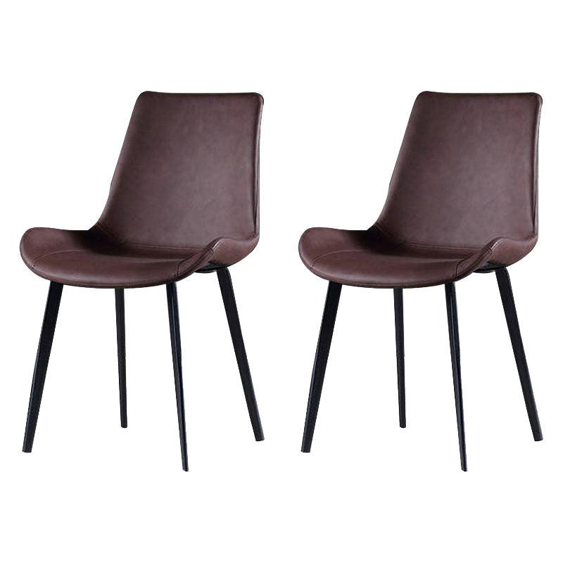 Chaise d'appoint d'hôtel en cuir moderne, finition mate, dossier solide (Ensemble de 2)