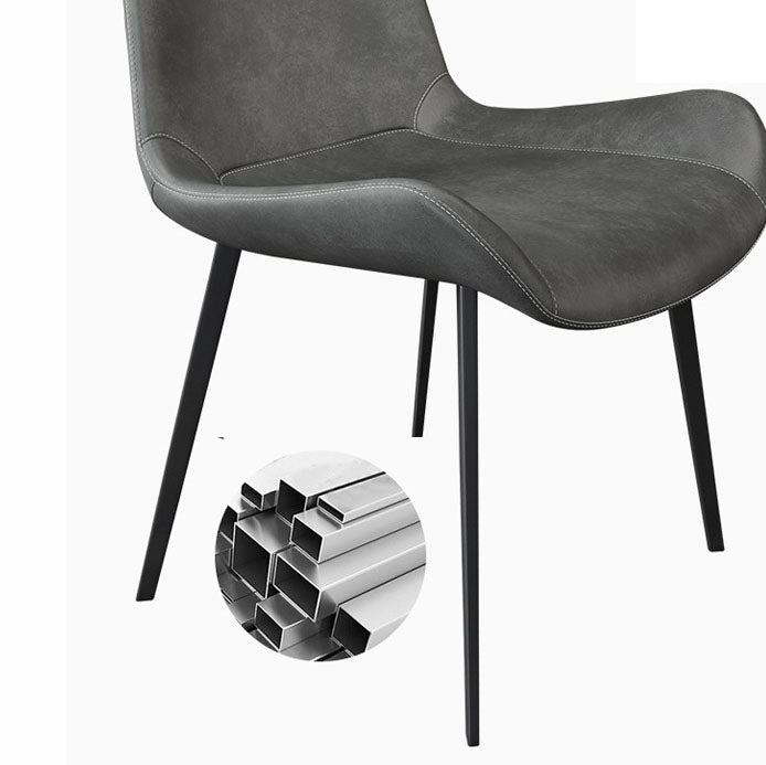 Silla auxiliar de cuero moderna para hotel, silla de comedor con respaldo sólido y acabado mate (juego de 2)