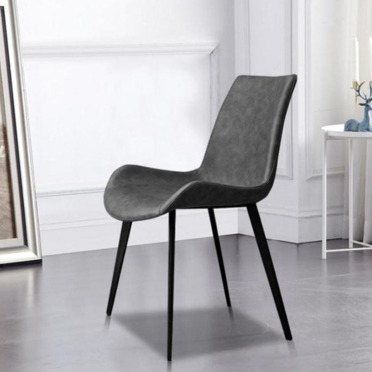 Silla auxiliar de cuero moderna para hotel, silla de comedor con respaldo sólido y acabado mate (juego de 2)