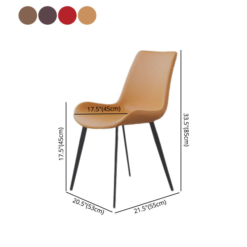 Silla auxiliar de cuero moderna para hotel, silla de comedor con respaldo sólido y acabado mate (juego de 2)