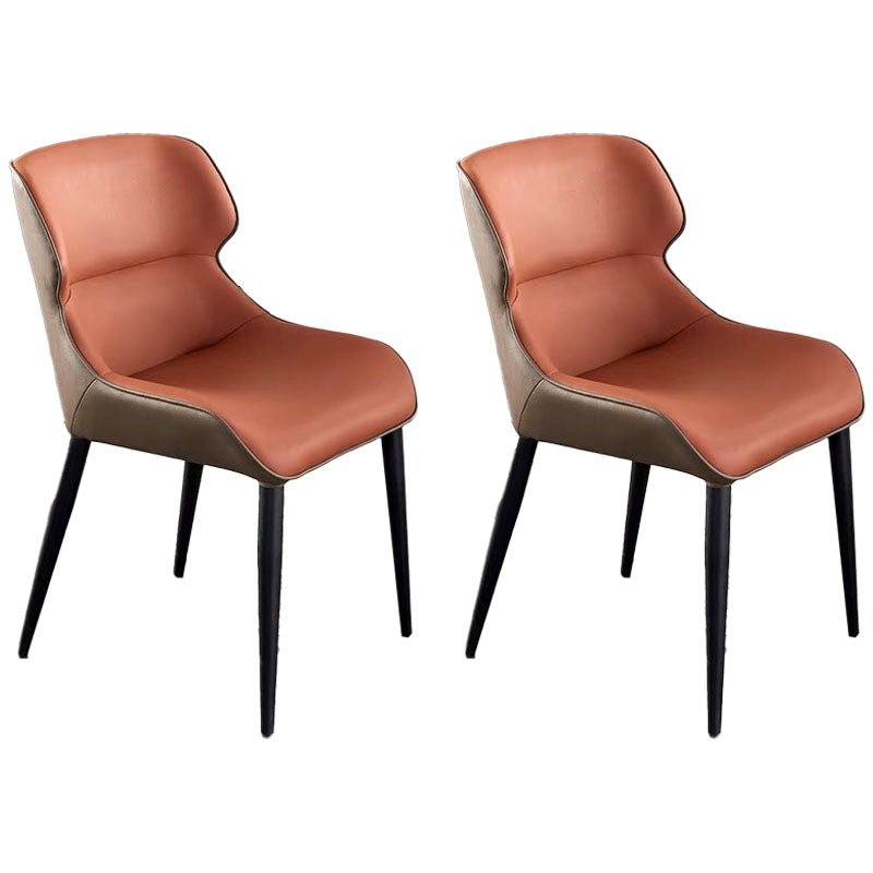 Fauteuils à oreilles de style minimaliste Chaises d'appoint de salle à manger en cuir (Ensemble de 2)