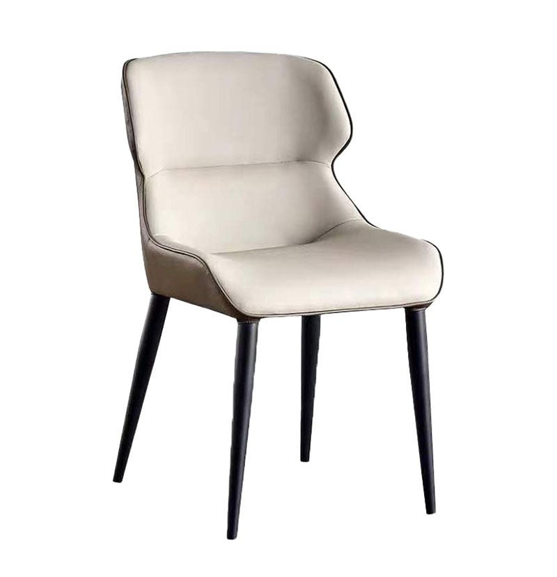 Sillas laterales de comedor de cuero con brazos y respaldo de estilo minimalista (juego de 2)