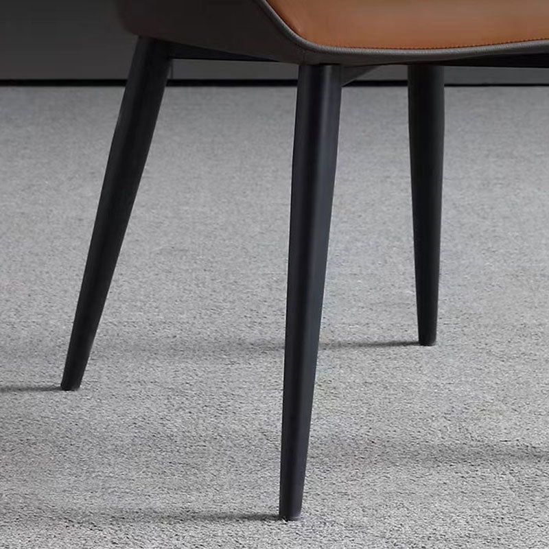 Sillas laterales de comedor de cuero con brazos y respaldo de estilo minimalista (juego de 2)