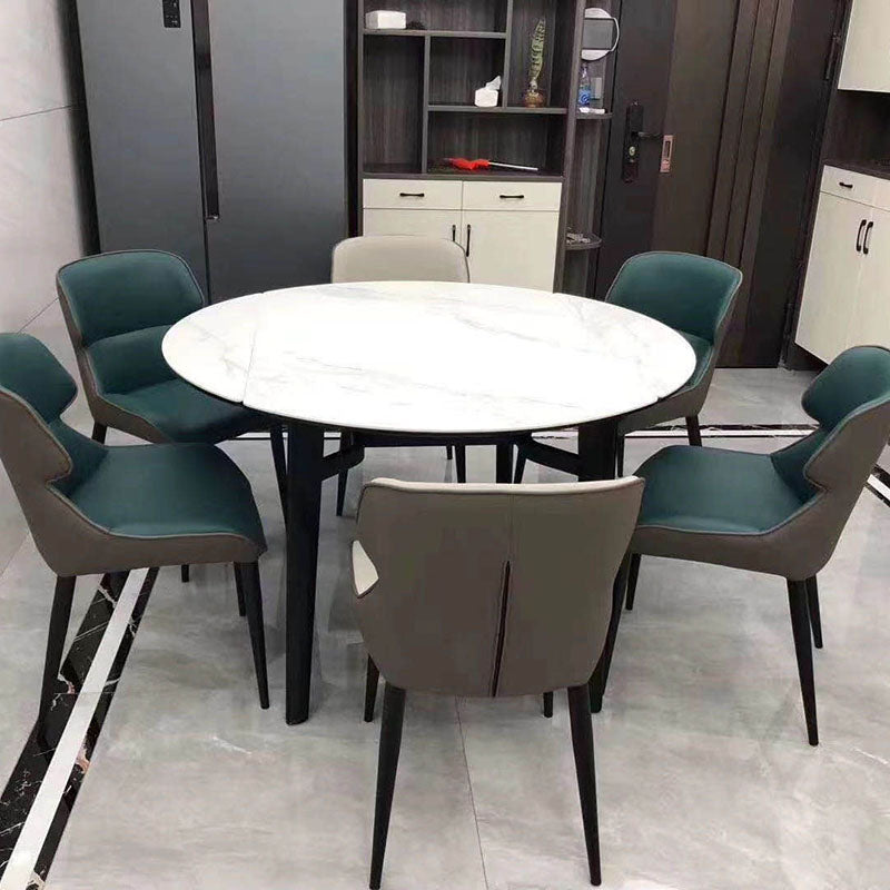 Sillas laterales de comedor de cuero con brazos y respaldo de estilo minimalista (juego de 2)