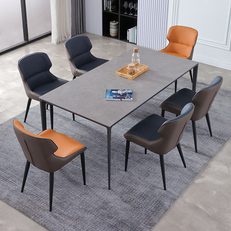 Sillas laterales de comedor de cuero de estilo industrial Sillones con brazos y respaldo (juego de 2)