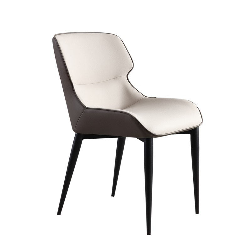 Sillas de comedor con brazo trasero de diseño moderno, sillas de comedor de cuero para cocina (juego de 2)
