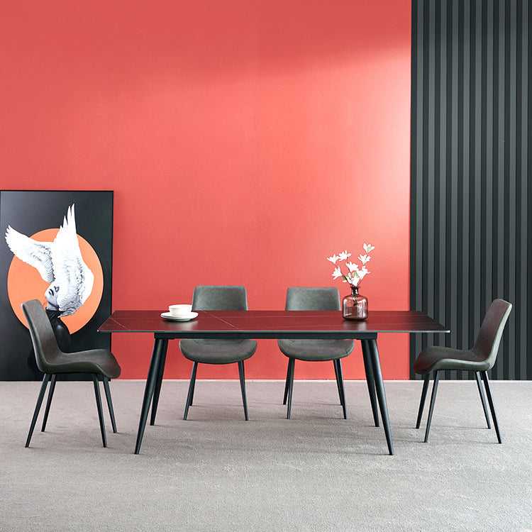 Silla auxiliar Brasserie de cuero moderna, silla de comedor con respaldo macizo y patas negras