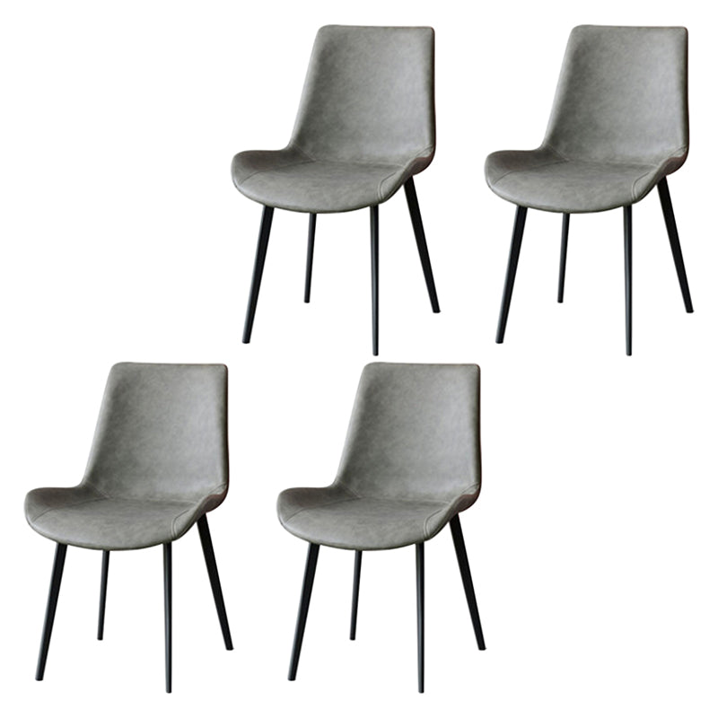 Chaise d'appoint de brasserie en cuir moderne, chaise de salle à manger à dossier solide avec pieds noirs