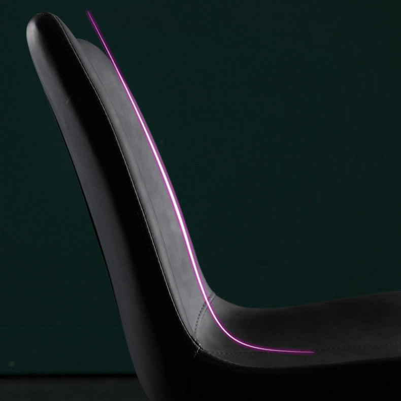 Silla auxiliar Brasserie de cuero moderna, silla de comedor con respaldo macizo y patas negras