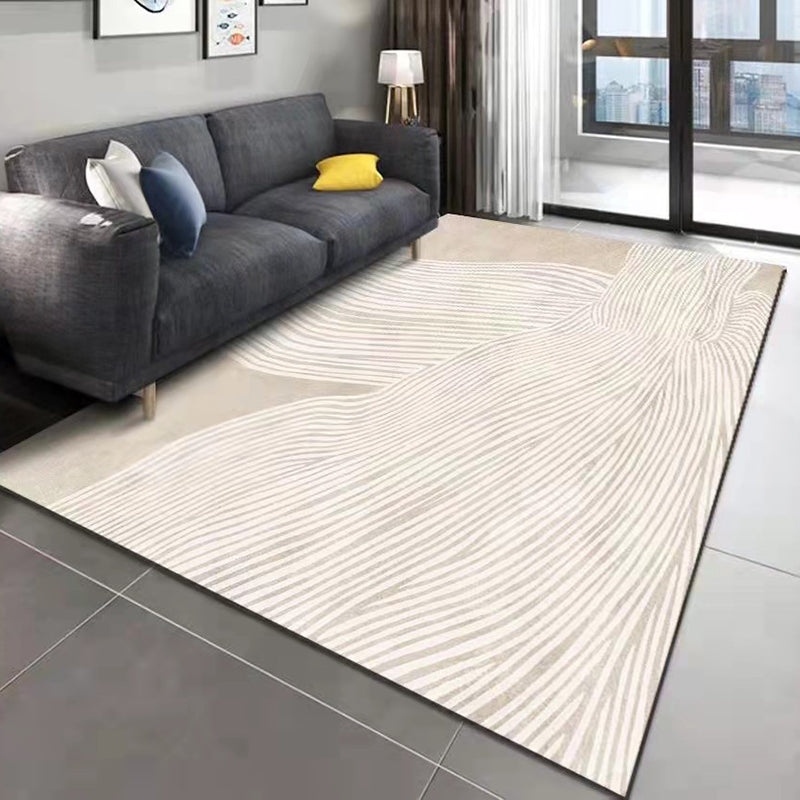 Dark Orange Color Block Rug Polyester Nordic Rug Washable Rug for Living Room