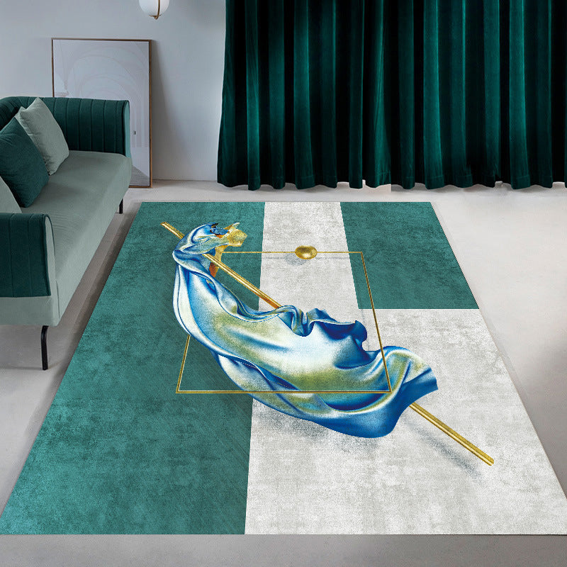 Gold Modern Rug Polyester Circle Rug Stain Resistant Rug for Living Room