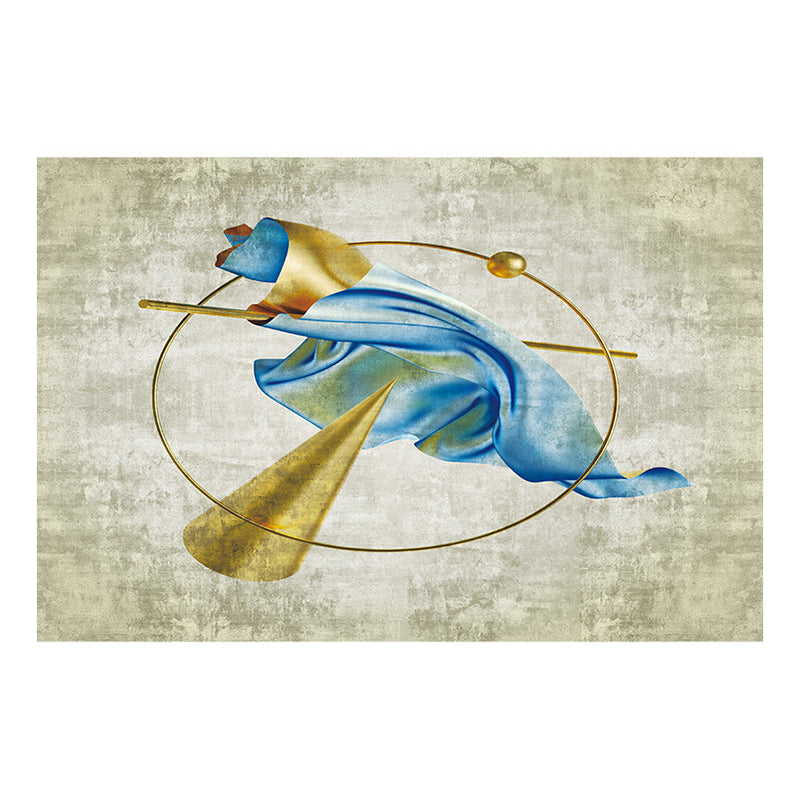 Gold Modern Rug Polyester Circle Rug Alfombra resistente a las manchas para sala de estar para sala de estar