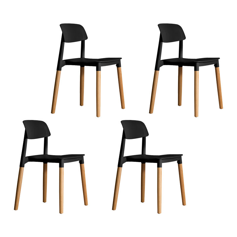 Sillas de comedor de madera contemporáneas con respaldo abierto (juego de 4)