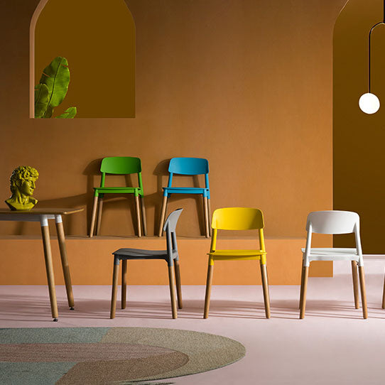 Sillas de comedor de madera contemporáneas con respaldo abierto (juego de 4)