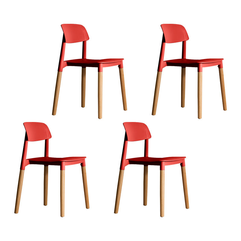 Sillas de comedor de madera contemporáneas con respaldo abierto (juego de 4)