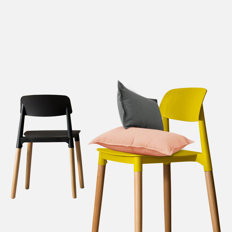 Sillas de comedor de madera contemporáneas con respaldo abierto (juego de 4)