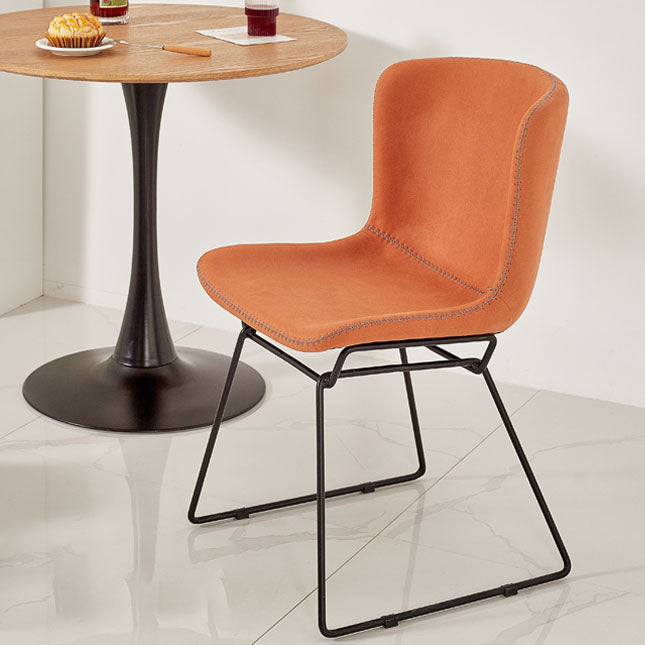 Silla de comedor de estilo moderno, silla auxiliar sin brazos con patas de metal para cocina (juego de 2)