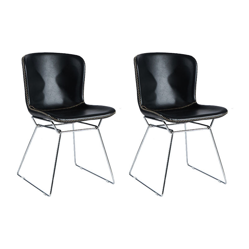 Silla de comedor de estilo moderno, silla auxiliar sin brazos con patas de metal para cocina (juego de 2)