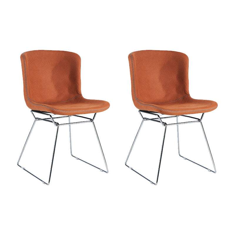 Silla de comedor de estilo moderno, silla auxiliar sin brazos con patas de metal para cocina (juego de 2)