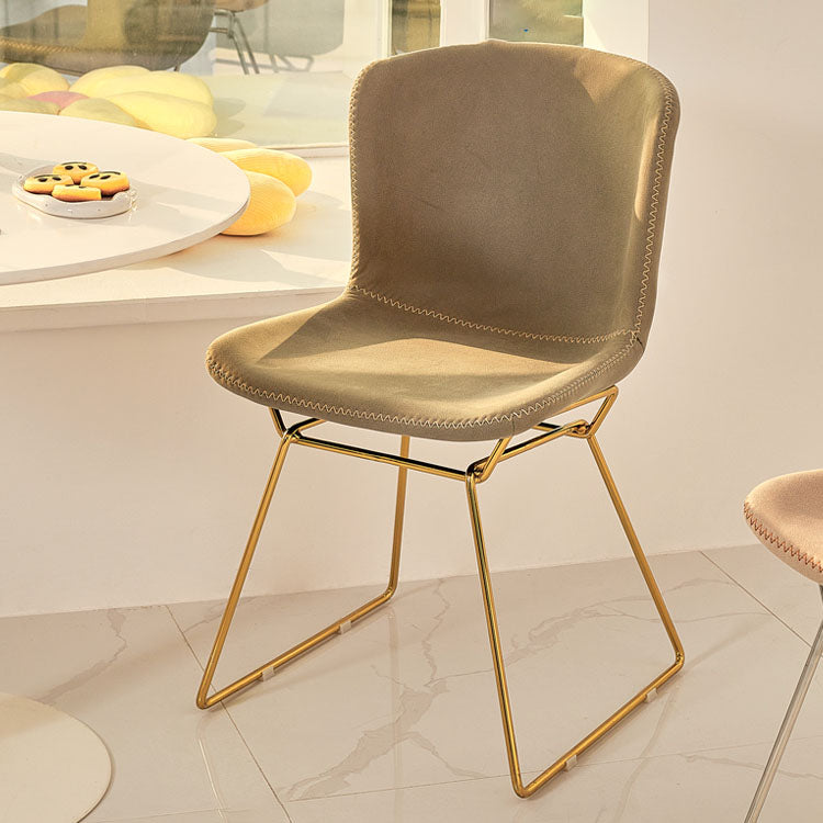 Silla de comedor de estilo moderno, silla auxiliar sin brazos con patas de metal para cocina (juego de 2)