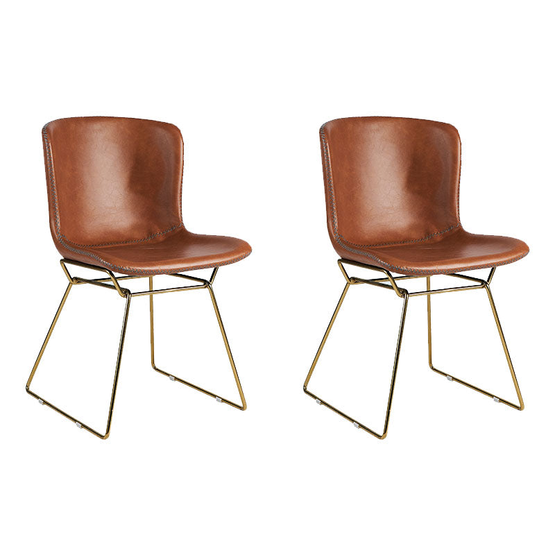 Silla de comedor de estilo moderno, silla auxiliar sin brazos con patas de metal para cocina (juego de 2)