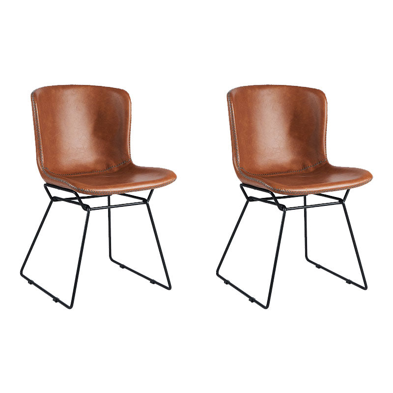 Silla de comedor de estilo moderno, silla auxiliar sin brazos con patas de metal para cocina (juego de 2)