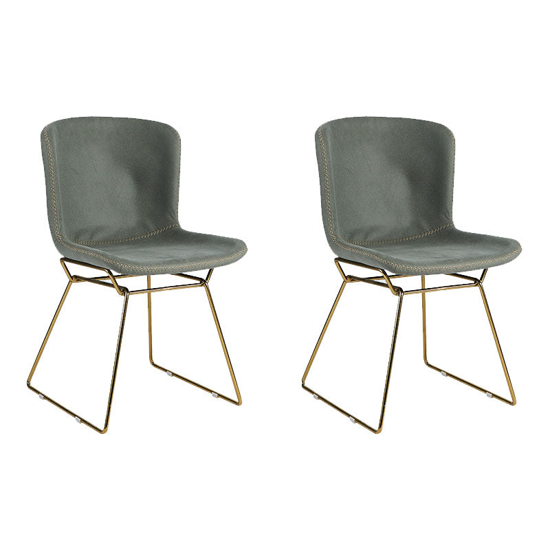 Silla de comedor de estilo moderno, silla auxiliar sin brazos con patas de metal para cocina (juego de 2)