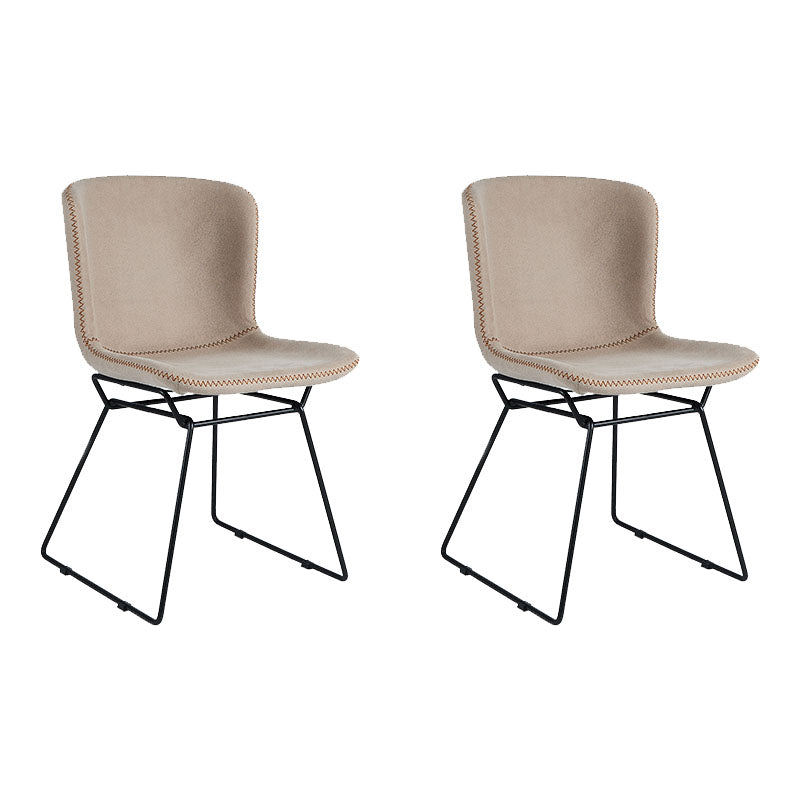 Chaise de salle à manger de style contemporain, chaise d'appoint sans accoudoirs avec pieds en métal pour cuisine (Ensemble de 2)