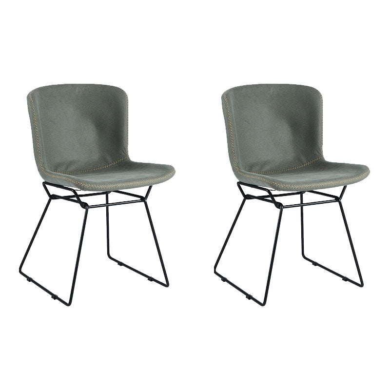 Chaise de salle à manger de style contemporain, chaise d'appoint sans accoudoirs avec pieds en métal pour cuisine (Ensemble de 2)