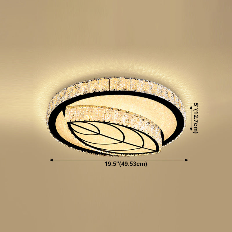Círculo dormitorio luz de techo cristal LED moderno montaje empotrado lámpara de techo