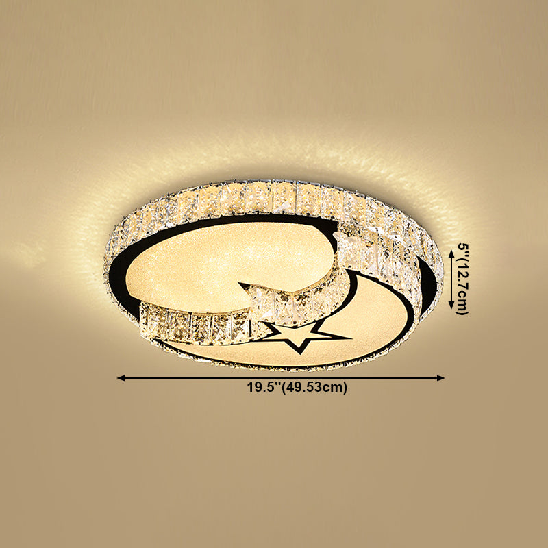 Circle Bedroom Ceiling Light Crystal LED Modern Flush Mount Ceiling Lamp Fixture