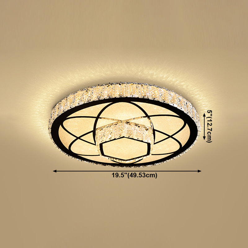 Circle Bedroom Ceiling Light Crystal LED Modern Flush Mount Ceiling Lamp Fixture