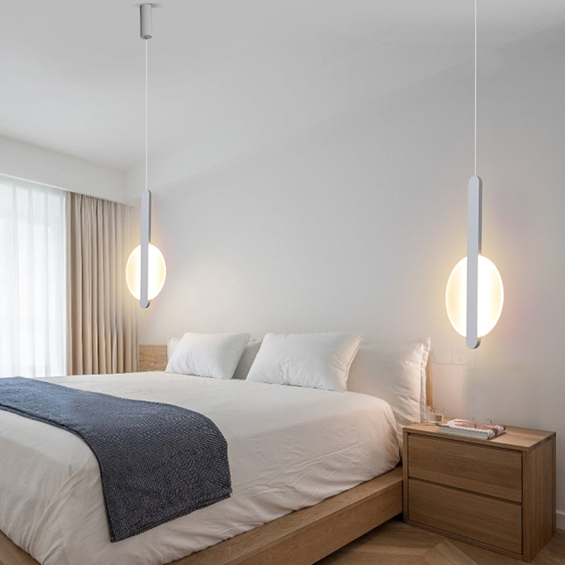 Luminaires suspendus noirs Light lampe à suspension à LED ronde moderne pour chambre à coucher