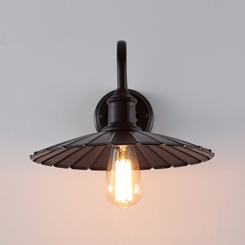 Illuminazione con funce murale in metallo in stile industriale Apparecchio di illuminazione da parete esterna in nero