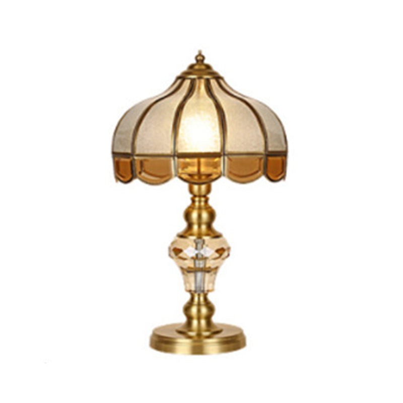 American Brass Table Lamp Flower Shape Table Light with Glass for Bedroom