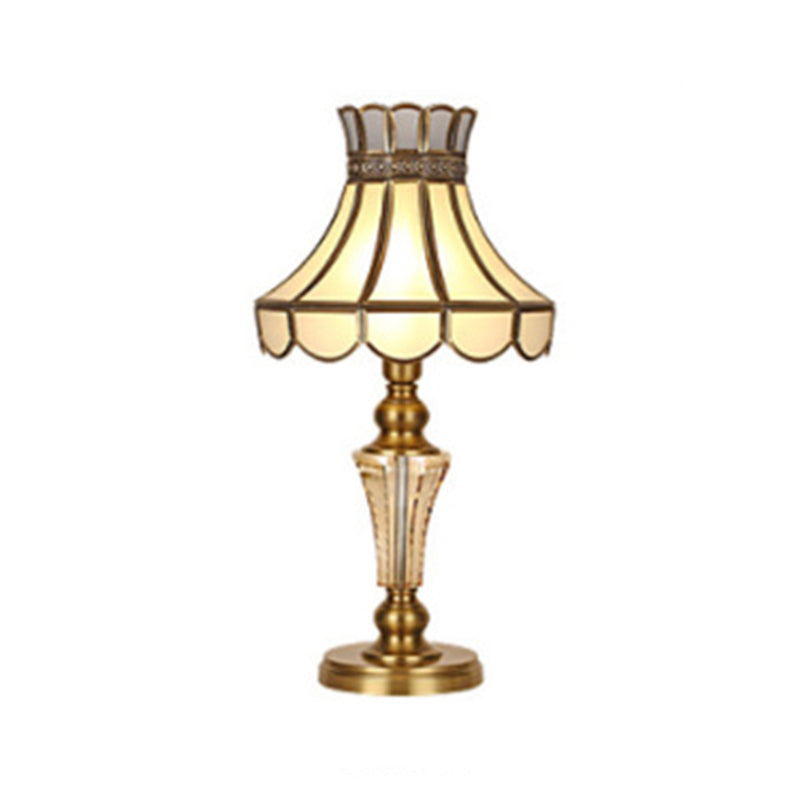American Brass Table Lamp Flower Shape Table Light with Glass for Bedroom