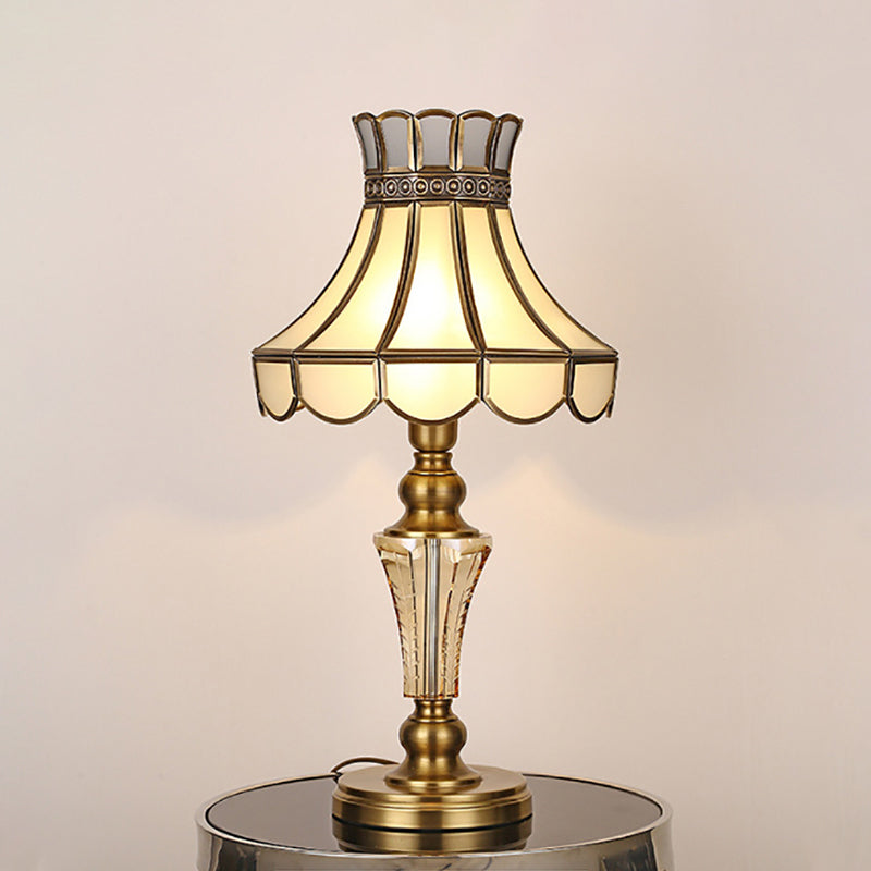 American Brass Table Lamp Flower Shape Table Light with Glass for Bedroom