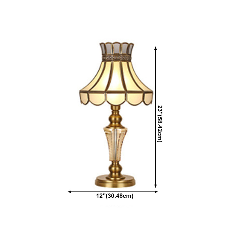 American Brass Table Lamp Flower Shape Table Light with Glass for Bedroom