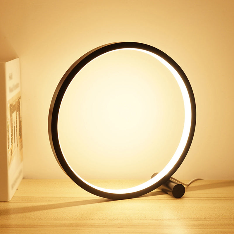 Lampada da tavolo circolare in alluminio Lampada da scrivania Nordic Touching Switch a 1 luce per camera da letto