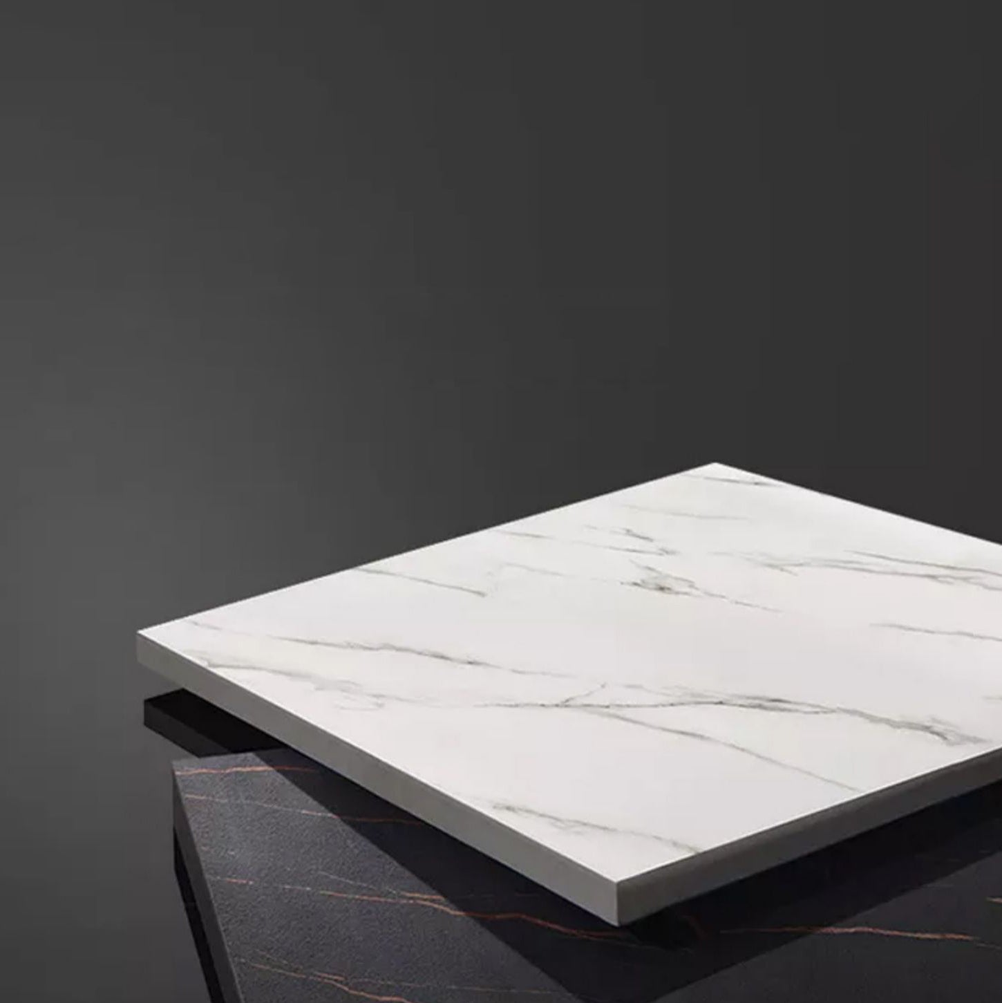 Glam White Stone Indoor Bar Dining Table Iron Double Pedestal Bistro Table with Shelve