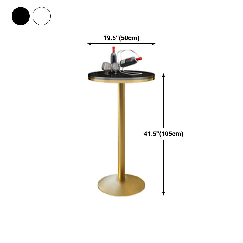 Glam Style Gold Iron Bar Table 19.6 "W Top bistro en marbre supérieur avec piédestal avec piédestal