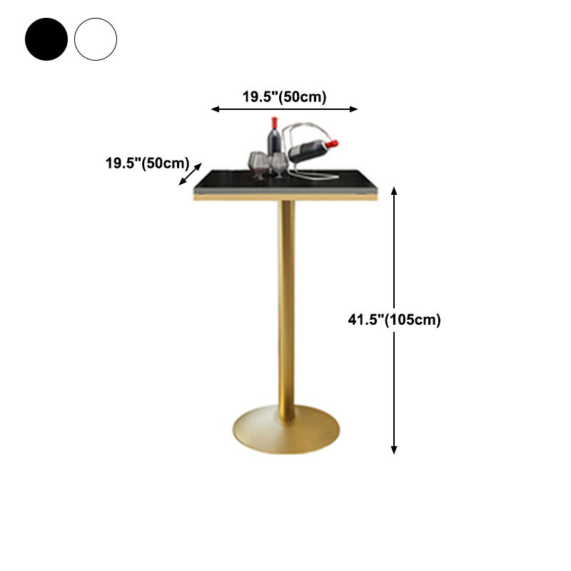 Glam Style Gold Iron Bar Table 19.6 "W Top bistro en marbre supérieur avec piédestal avec piédestal