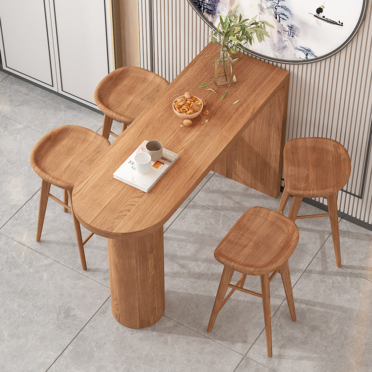 Industrial 41.3"H Bar Table Brown Wood Specialty Top Bistro Table with Double Pedestal