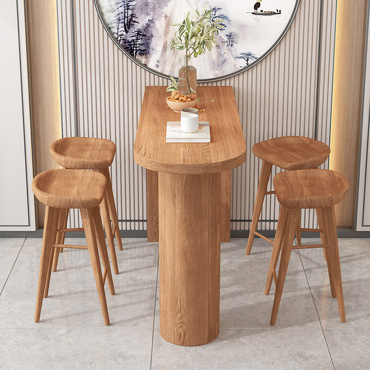 Industrial 41.3"H Bar Table Brown Wood Specialty Top Bistro Table with Double Pedestal