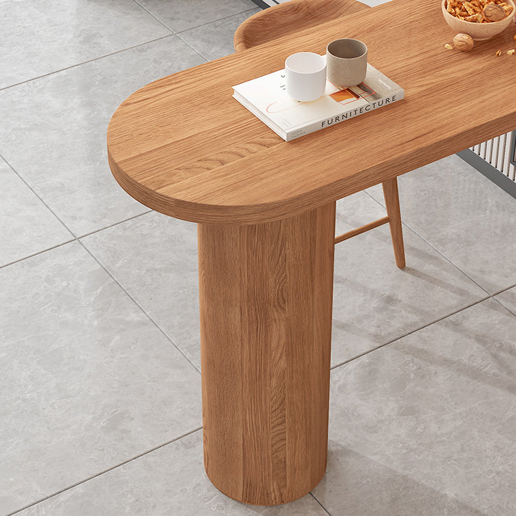 Industrial 41.3"H Bar Table Brown Wood Specialty Top Bistro Table with Double Pedestal