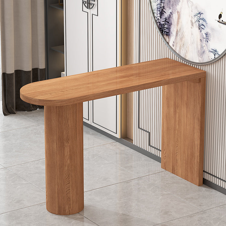 Industrial 41.3"H Bar Table Brown Wood Specialty Top Bistro Table with Double Pedestal