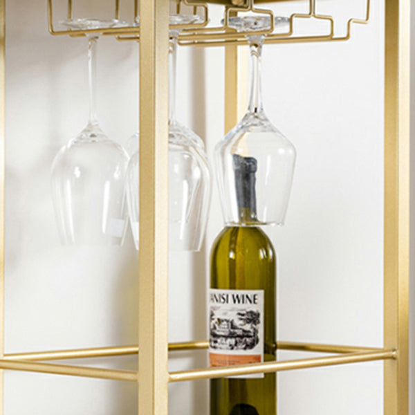 Stone Indoor Glam Bar Dining Table Gold Iron Double Pedestal Bistro Table with Drawer