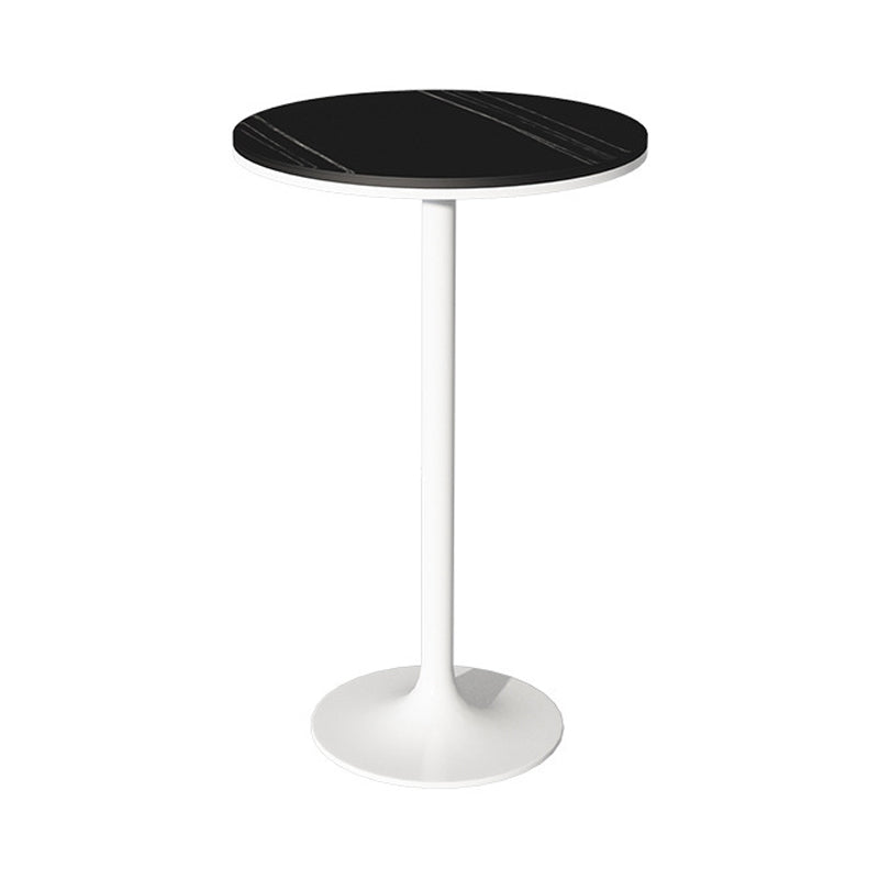 Glam Round Stone Bar Dining Table Iron Indoor Bistro Table with Single Pedestal