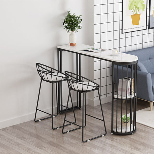 Industrial 41.3"H Bar Table Faux Marble White Top Specialty Bistro Table for Living Room