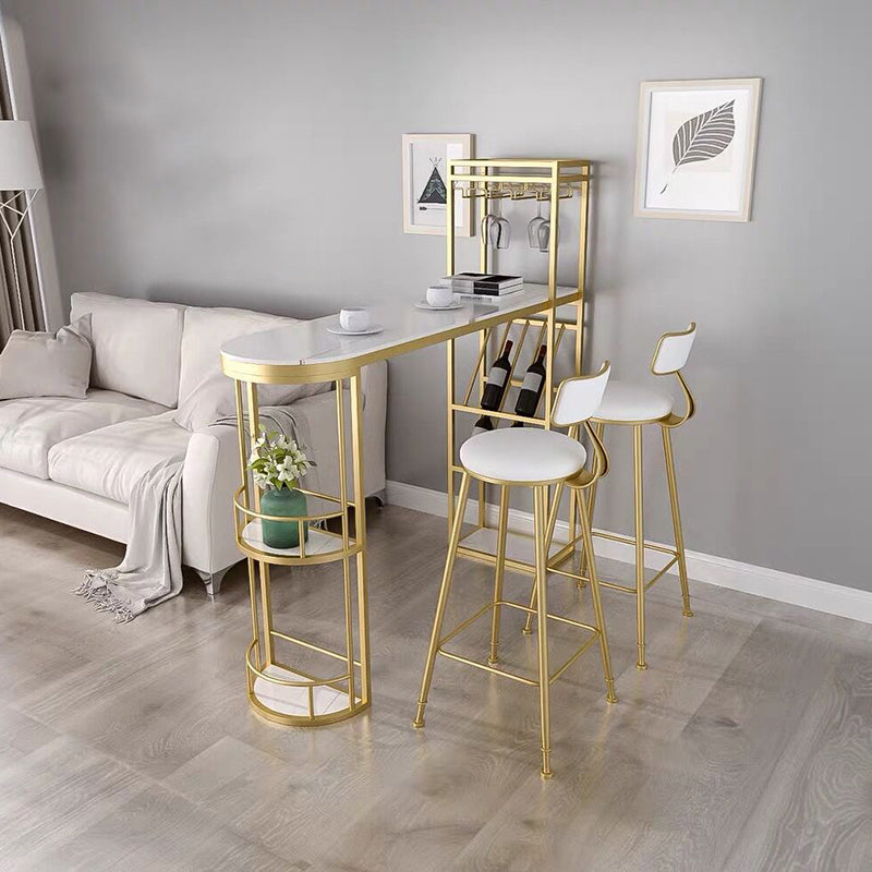 Glam Style Gold Iron Bar Table 41.3 "H TABLE DE BISTRO BISTRO BISTOIDE BLANC SPÉCIAL MARBRE H